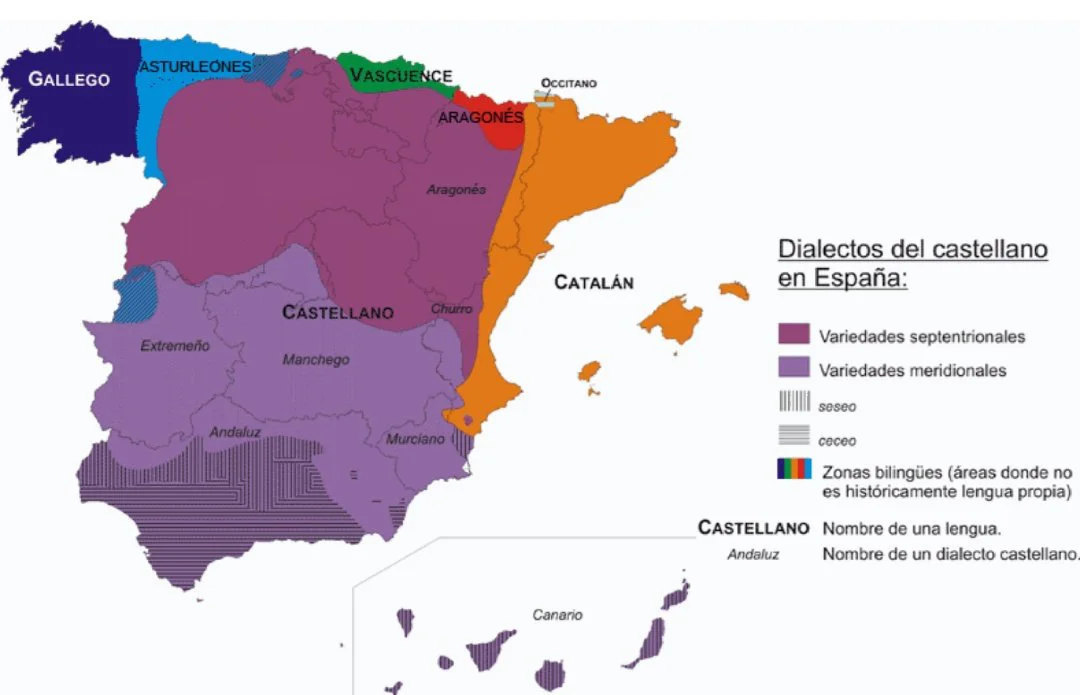 Mapa de idiomas y dialectos de España